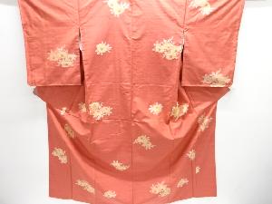 未使用品　花模様織り出し手織り紬着物